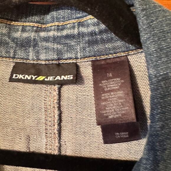 DKNY Jeans Embroidered Demin Vintage Jacket 14 Cotton Blend Boho western - Picture 4 of 7